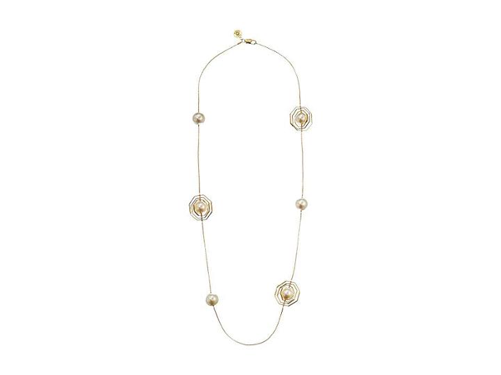 Tory Burch Geo Pearl Rosary Necklace (pearl/tory Gold) Necklace