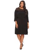 Michael Michael Kors Plus Size Flounce Sleeve Lace Combo Dress (black) Women's Dress