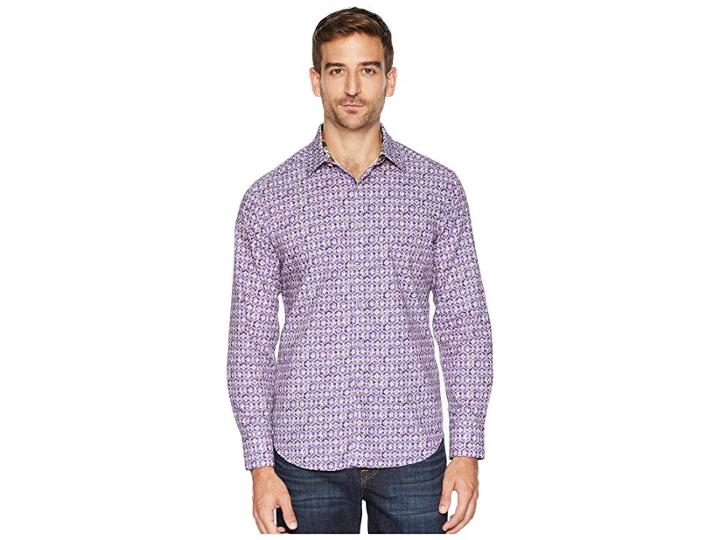 Robert Graham Tresco Sports Shirt (purple) Men's Clothing