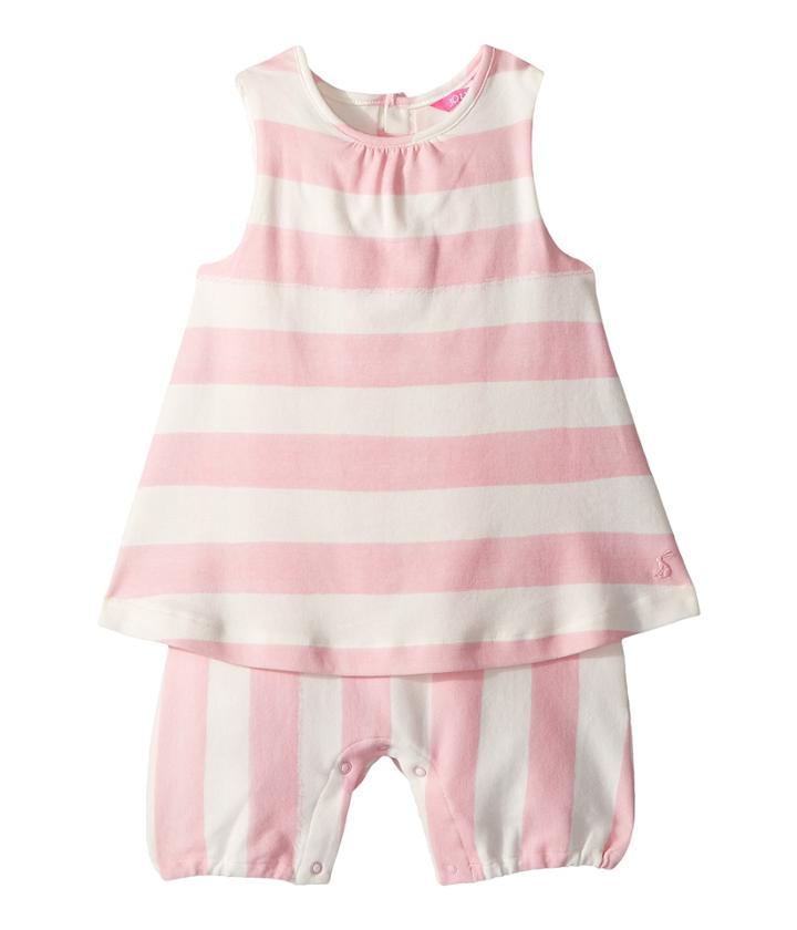 Joules Kids Jersey Romper (infant) (pink Stripe) Girl's Jumpsuit & Rompers One Piece