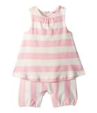 Joules Kids Jersey Romper (infant) (pink Stripe) Girl's Jumpsuit & Rompers One Piece