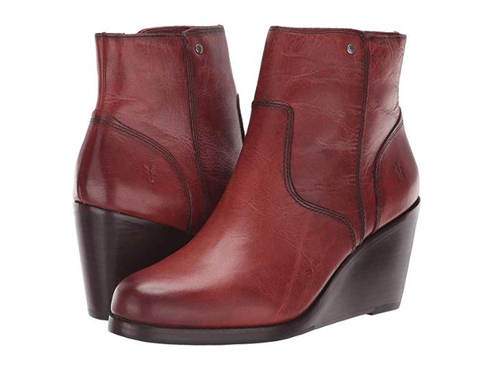 Frye Emma Wedge Short (red Clay Washe Antique Pull-up) Women's  Boots