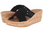 Rockport Weekend Casuals Lanea Cross Slide (black Suede) Women's Wedge Shoes