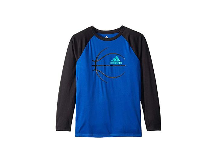 Adidas Kids Raglan Sport Ball Tee (big Kids) (dark Royal) Boy's Clothing