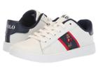 Polo Ralph Lauren Kids Quilton Bear (little Kid) (white Leather/navy/red Striping/hoodie Bear) Kid's Shoes