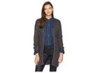 Pink Rose Long Sleeve Drop Shoulder Open Cardigan W/ Pockets (heather Charcoal) Women's Sweater