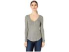 Chaser Thermal Snap Front Shirttail Henley (flax) Women's Long Sleeve Pullover