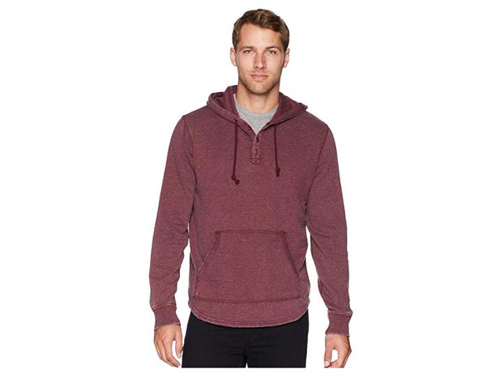 Lucky Brand Venice Burnout Hooded Popover (port Royale) Men's Sweatshirt