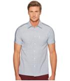 Ben Sherman Short Sleeve Blocked Dobby Shirt (light Blue) Men's Short Sleeve Button Up