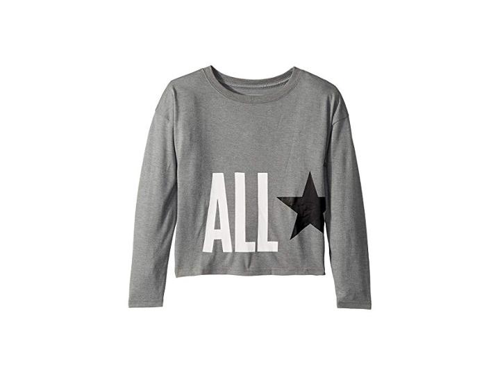 Converse Kids Oversize All Star Top (big Kids) (dark Grey Heather) Girl's Clothing