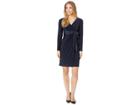 Chaps Surplice Satin Sash Evening Dress (capri Navy) Women's Dress