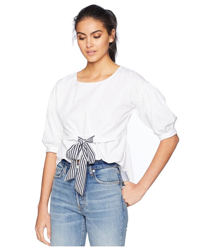Romeo & Juliet Couture Tie Up Front Shirt (white) Women's T Shirt