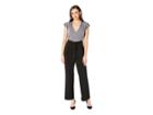 Eci Flutter Sleeve Metallic Dot Bodice Jersey Jumpsuit (black/silver) Women's Jumpsuit & Rompers One Piece