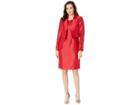 Le Suit Notch Collar Shinny Fly Away Jacket W/ Sheath Dress (fire Red) Women's Suits Sets
