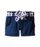 Armani Junior Shorts With Belted Bow In Denim (toddler/little Kids) (denim) Girl's Shorts