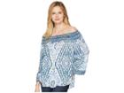 Hale Bob Feel The Heat Lightweight Woven Top (blue) Women's Clothing