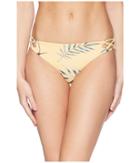 Roxy Print Softly Love Reversible Scooter Bottoms (buff Yellow/swim Stormy Flower) Women's Swimwear