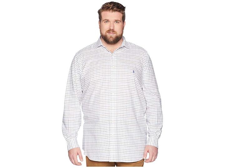Polo Ralph Lauren Big Tall Lightweight Twill (blanc/navy Multi) Men's Clothing