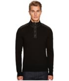 Belstaff Kilmington Merino Wool Paneled 1/2 Zip Sweater (black) Men's Sweater