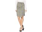 Ellen Tracy Bow Front Skirt (glen Plaid/citrine) Women's Skirt
