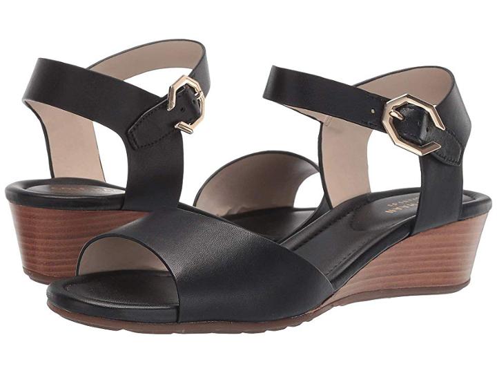 Cole Haan Evette Grand Wedge Sandal (black Leather) Women's Shoes