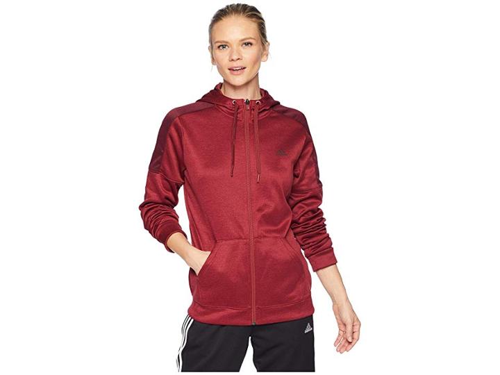 Adidas Team Issue Full Zip Hoodie (noble Maroon/night Red) Women's Sweatshirt