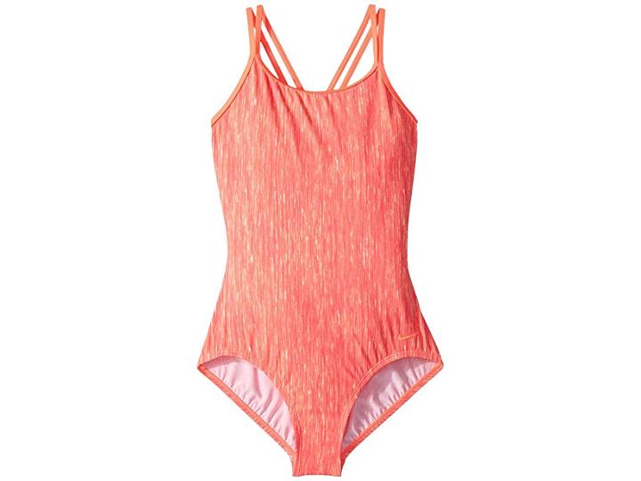 Nike Kids Rush Heather Spiderback One-piece (little Kids/big Kids) (crimson Pulse) Girl's Swimsuits One Piece