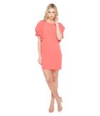 Vince Camuto Sleeveless Sheath Dress W/ Cascading Ruffles (coral) Women's Dress
