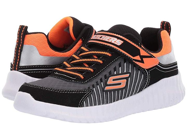 Skechers Kids Elite Flex (little Kid/big Kid) (black/charcoal/orange) Boy's Shoes
