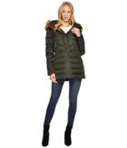 Vince Camuto Faux Fur Hooded Down With Contrast Piping N8791 (hunter) Women's Coat