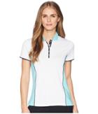 Callaway Color-blocked Short Sleeve Polo (blue Radiance) Women's Short Sleeve Pullover