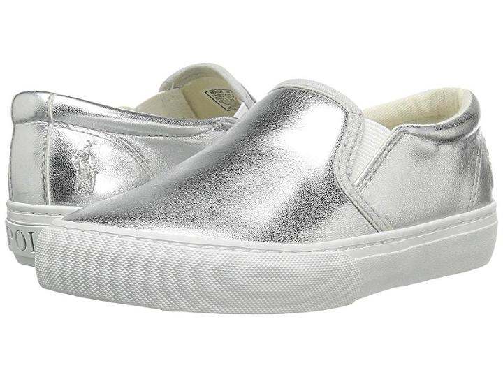 Polo Ralph Lauren Kids Carlee Twin Gore (little Kid/big Kid) (silver Metallic) Girl's Shoes