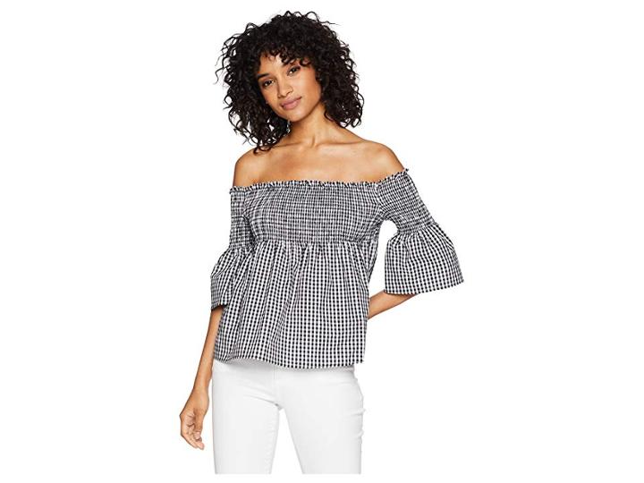 Bb Dakota Before Sunset Gingham Top (black) Women's Clothing