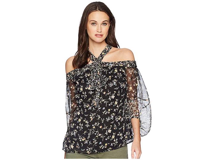 Lauren Ralph Lauren Cold Shoulder Georgette Blouse (multi) Women's Blouse