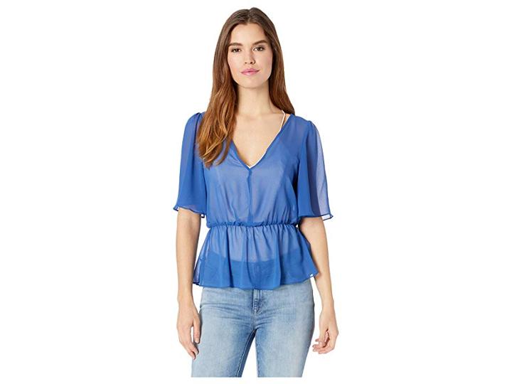 Bcbgeneration Twist Back Surplice Top (blue Iris) Women's Blouse