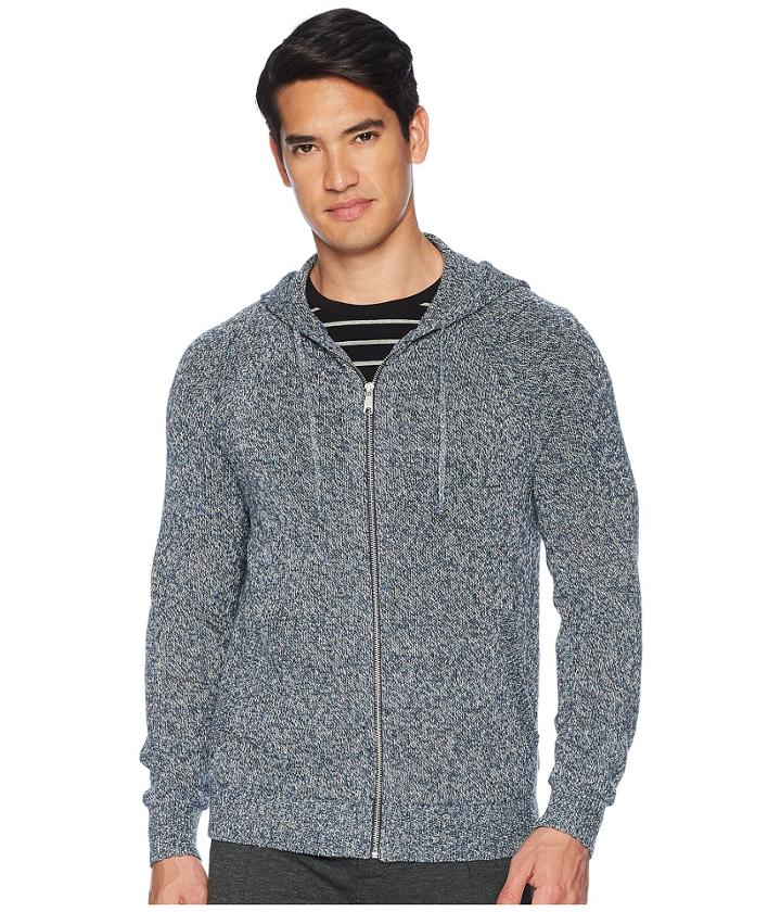 Vince Marled Full Zip Hoodie (heather Denim) Men's Sweatshirt
