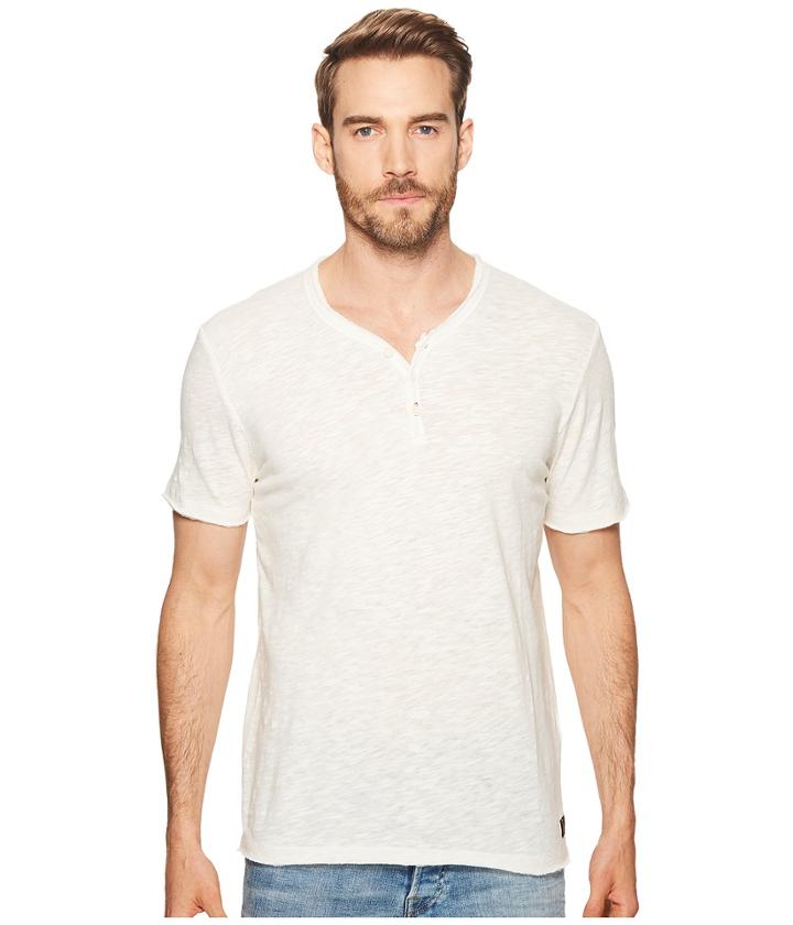 Lucky Brand Raw Edge Y-neck Henley Shirt (marshmallow) Men's Clothing