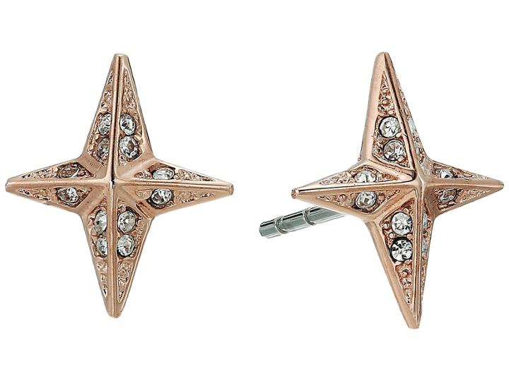 Michael Kors Starburst Pave Stud Earrings (rose Gold) Earring