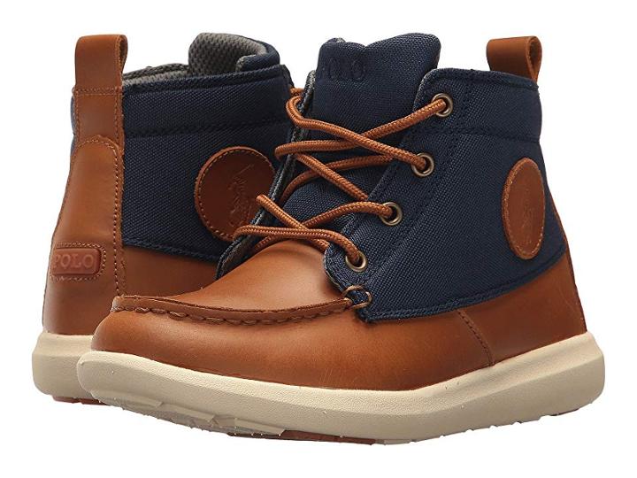 Polo Ralph Lauren Kids Ranger Sport (little Kid/big Kid) (tan Burnished Leather W/ Navy Cordura Nylon) Boy's Shoes
