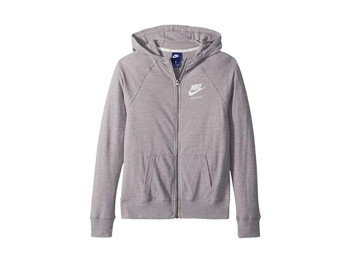 Nike Kids Sportswear Vintage Full-zip Hoodie (little Kids/big Kids) (atmosphere Grey/sail) Girl's Sweatshirt