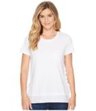 Tribal Solid Jersey Slub Short Sleeve Crew Neck Top W/ Lace-up Side Detail (white) Women's Clothing