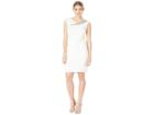 Marina Stretch Crepe Short Slim With Asymmetric Beaded Neck (ivory) Women's Clothing