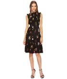 Kate Spade New York In Bloom Smocked Waist Dress (black Multi) Women's Dress