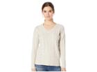 Pink Rose Long Sleeve V-neck Pullover Cable Sweater W/ Lace-up Side (heather Oatmeal) Women's Sweater