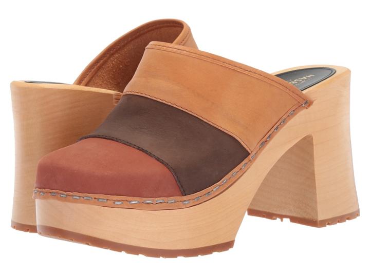 Swedish Hasbeens Color Combo Slip-in (brown Nubuck) Women's Clog Shoes