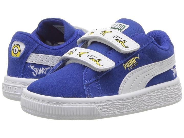 Puma Kids Minions Suede V (toddler) (olympian Blue/puma White) Kids Shoes