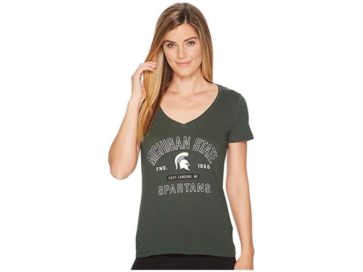 Champion College Michigan State Spartans University V-neck Tee (dark Green) Women's T Shirt
