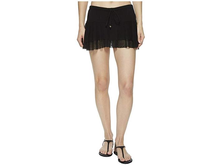 Robin Piccone Francesca Ruffle Skort Cover-up (black) Women's Swimwear