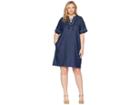 Lauren Ralph Lauren Plus Size Lace-up Denim Shift Dress (spring Blue Wash) Women's Dress