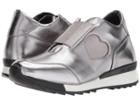 Love Moschino Platform Sneaker With Heart Detail (steel Silver) Women's Shoes